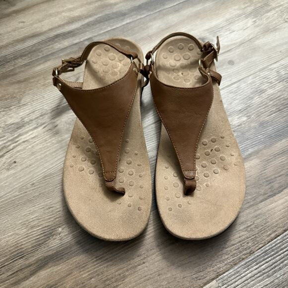 Vionic Kirra Backstrap Thong Sandals Women’s Size 9.5M Tan Leather Comfort Shoes - Picture 2 of 9